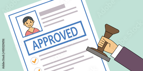 Approved Document with Hand Stamping Illustration