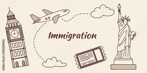 Immigration Journey: Global Travel and Relocation Concept