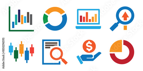 Business icons as growth security, growth time, financial institution.