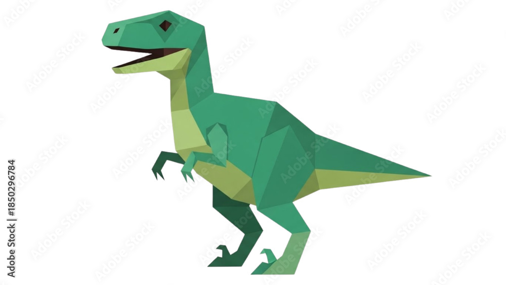 Fototapeta premium Low Poly Velociraptor Dinosaur Illustration – Faceted Polygon Vector