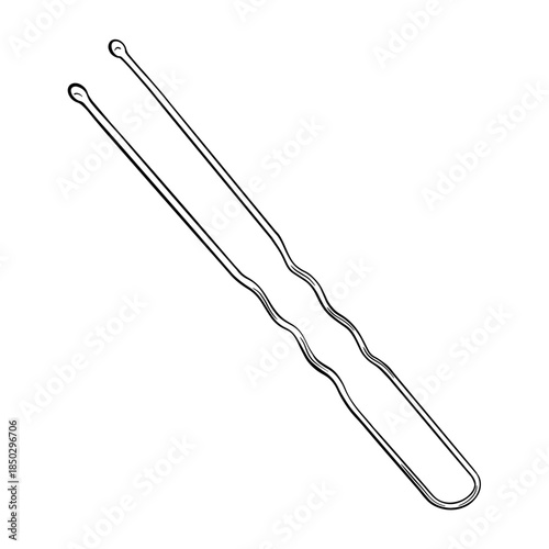 Hair Pin. Isolated icon on the transparent background. Hand drawn digital illustration. SVG