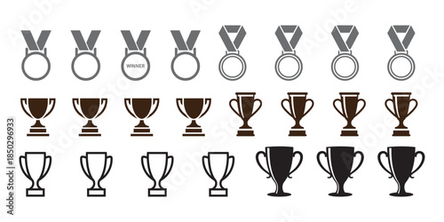 Awards and trophies icons for recognition and achievement