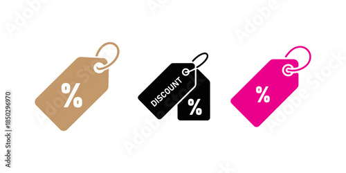 Discount tags with percentage symbols on black background