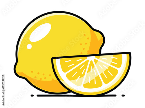 Lemon with slice illustration