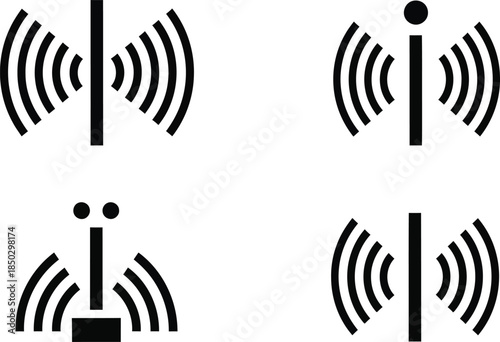 Wi fi signal strength icons various antenna symbols