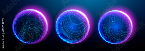 Particle globe AI abstract digital 3D data spheres with flowing particle lines and dots. Futuristic tech globes representing networks, science, and virtual connections.