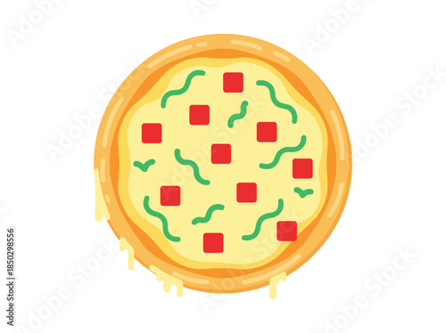 Pizza with cheese tomatoes and basil