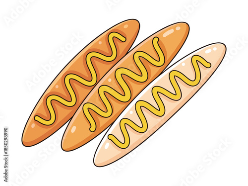 Hot dogs with ketchup and mustard