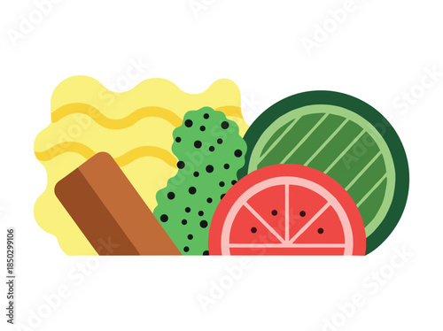Fresh tropical fruits collection illustration
