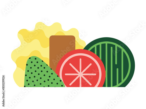 Fresh Fruit and Chocolate Illustration