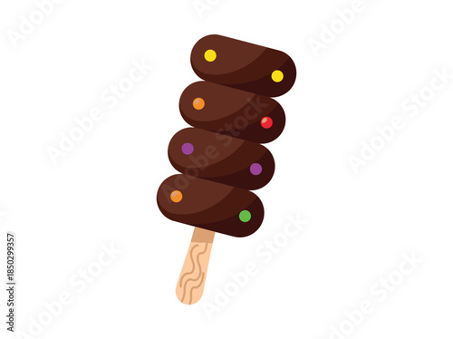 Chocolate Ice Cream on a Stick with Colorful Sprinkles