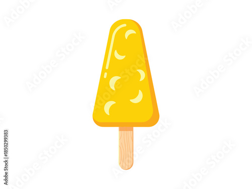 Yellow ice lolly on white background