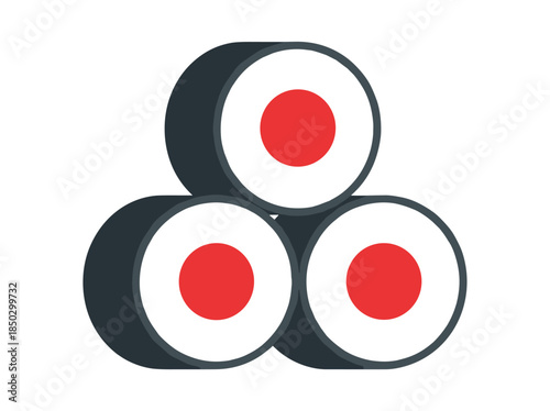 Three Sushi Rolls Stacked