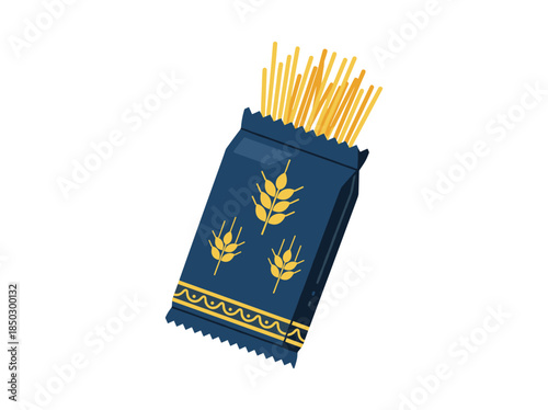 French Fries in Blue Paper Packet