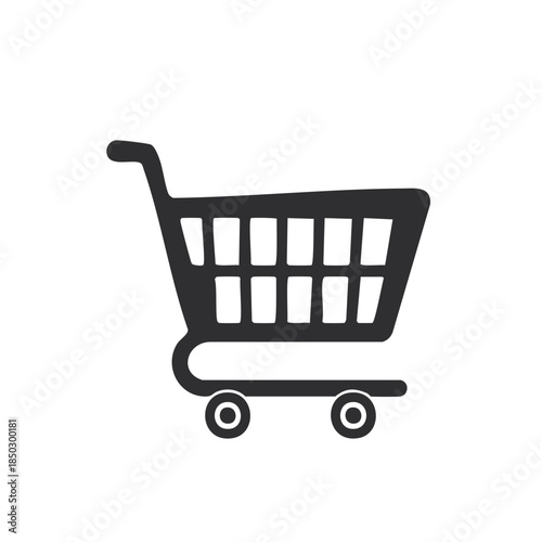 Shopping cart icon for online retail and e-commerce, grocery store purchases and website graphics