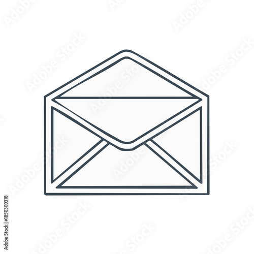 Open Envelope Graphic Icon Design Representing Communication and Letters Mail with Minimalist Outline Style
