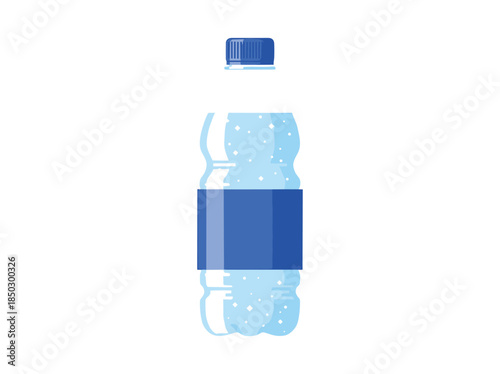 Clear Plastic Water Bottle with Blue Label