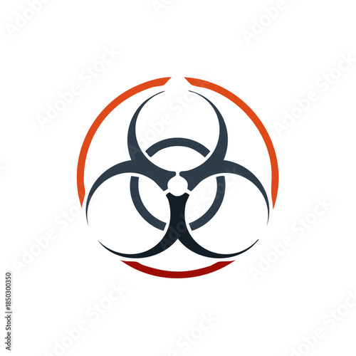 Biohazard Symbol Graphic Safety Warning Icon in Circle Frame, Infectious Threat and Risk Logo