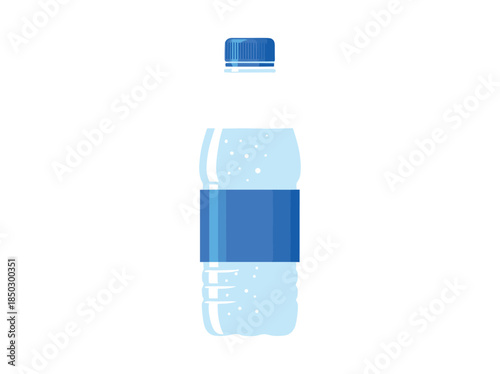 Clear Plastic Water Bottle with Blue Label