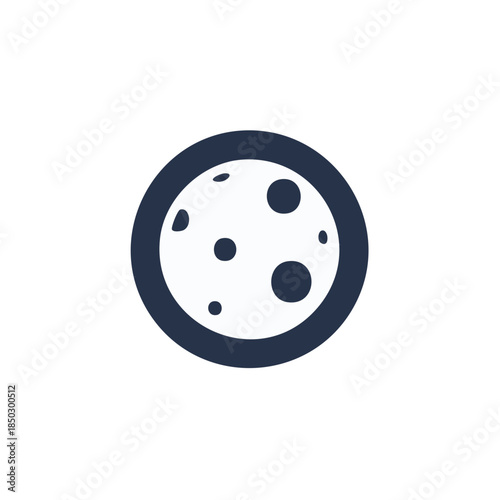 Graphical depiction of a planet in space with craters and dark ring against a white background