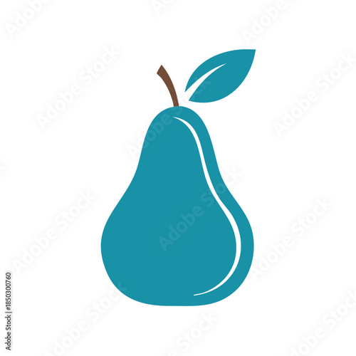 Simple Blue Pear Graphic with Leaf for Design Projects or Creative Resources