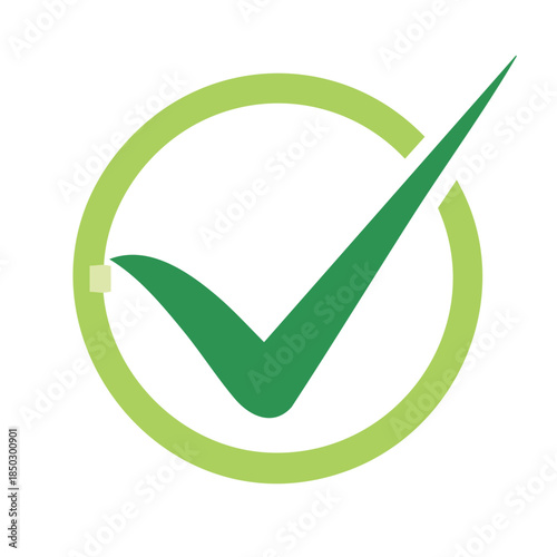 Green Check Mark Icon inside Circle Symbol of Success Approval and Acceptance