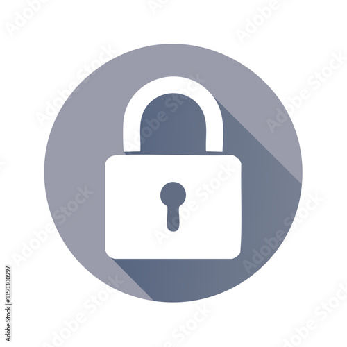 Padlock Illustration White Lock Safety Protection Round Security Icon Access Isolated