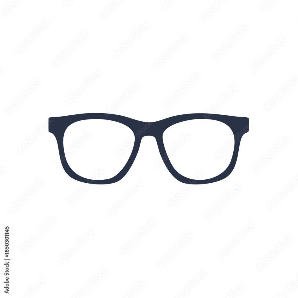 Fototapeta premium Dark Frame Eye Glasses: Simple Graphic of Eyewear Accessory, Iconic Style and Vision Care