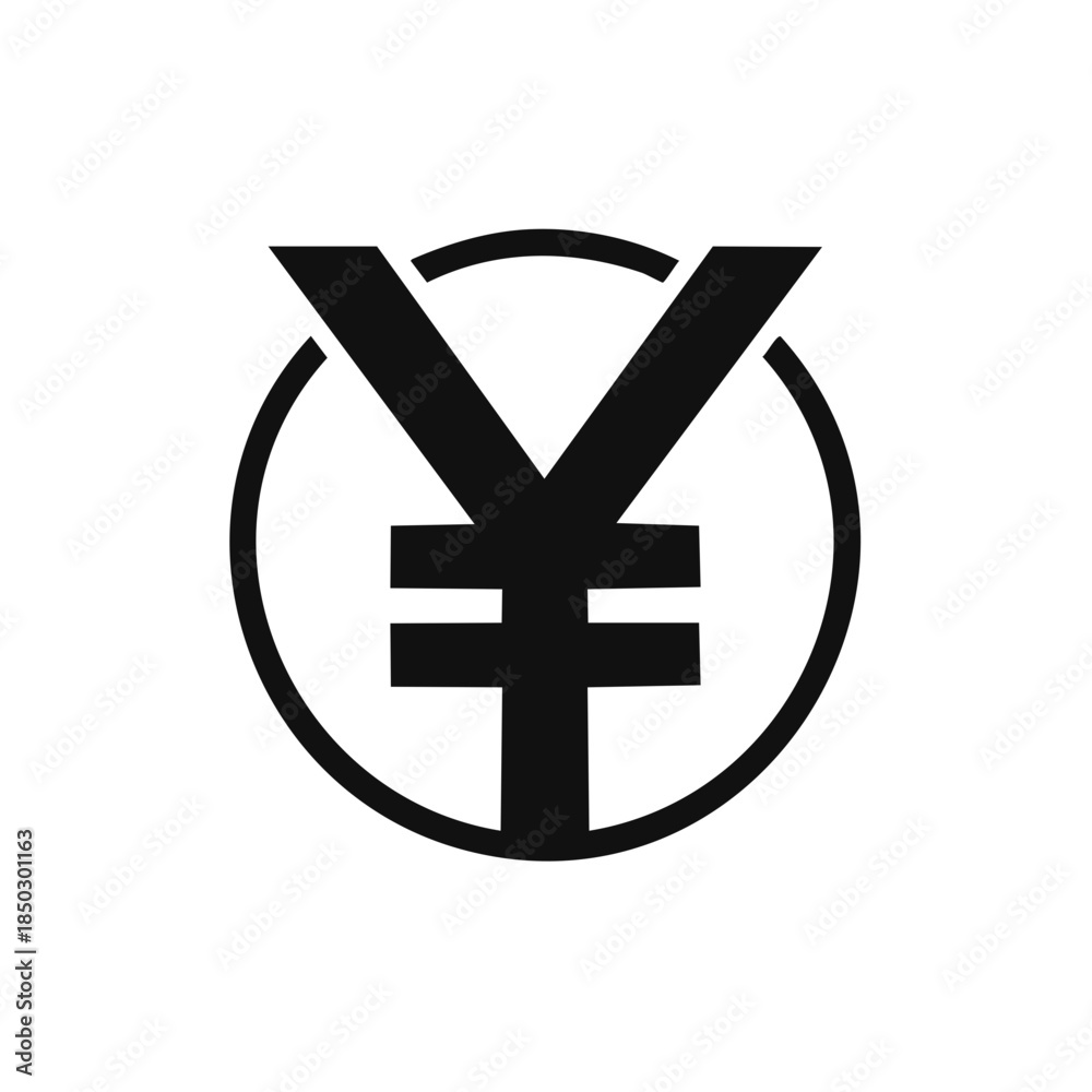 Obraz premium Iconic Yen Symbol Graphic Depiction with Bold Black Outline Inside a Circular Frame For Monetary Finance