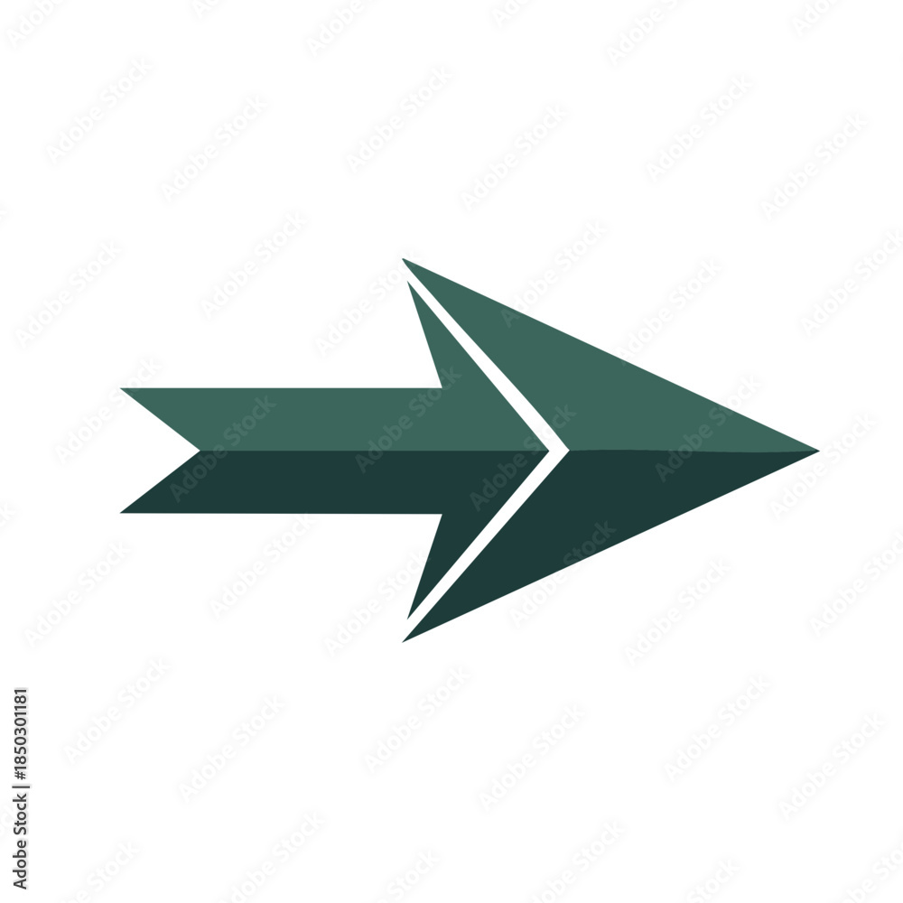 Naklejka premium Isolated Arrow Design Element with Unique Dark Teal Color Shades Indicating Direction Guidance Navigation