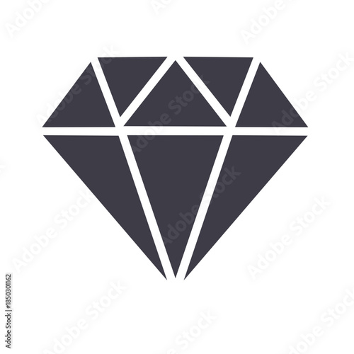 Elegant Diamond Icon Symbolizing Riches, Value, and Luxury in a Modern Flat Design