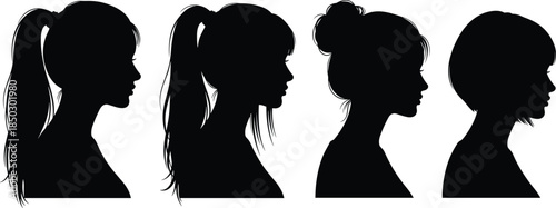 Silhouette collection of diverse people standing in a circle holding hands, community unity concept, business team cooperation and social togetherness.