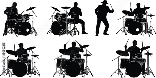 Silhouettes of people training and playing with dogs, set of pet owners interacting with canines, animal obedience and friendship icons.