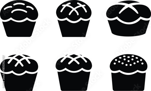 Set of minimalist easter bread and muffin icon