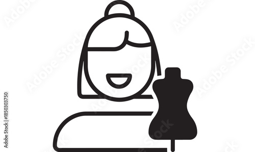 Fashion designer with mannequin simple icon design on transparent background silhouette