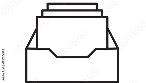Simple black outline of a tiered box with open top on transparent background silhouette