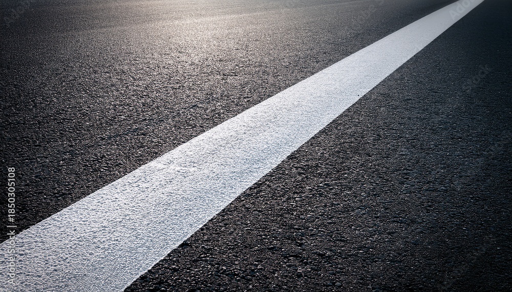Fototapeta premium White Line On Asphalt Close Up