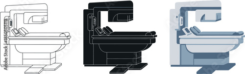 Set of MRI scanner icons medical diagnostic equipment in flat design vector illustrations for healthcare and technology concepts