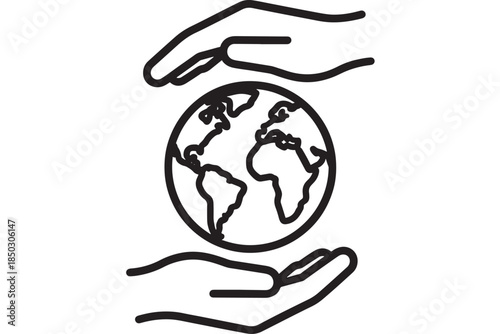 Hands cradling earth globe environmental protection concept on transparent background silhouette