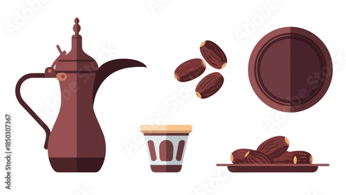 Traditional Middle Eastern Dates and Arabic Coffee Set - A44