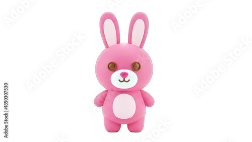 Pink Bunny Toy Standing on White Background