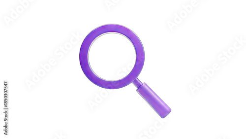 Purple Magnifying Glass Isolated on White Background