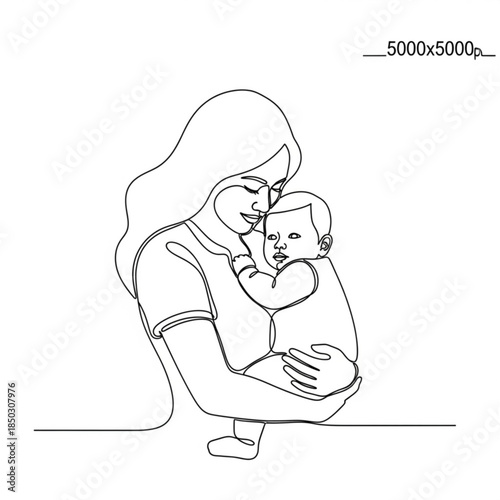 A mother tenderly holding and kissing her baby in a loving embrace with a gentle smile on her face and pure