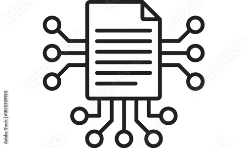 Document with connection lines data transfer icon modern design on transparent background silhouette