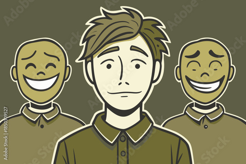 Emotional Masking and Hidden Feelings Concept Illustration