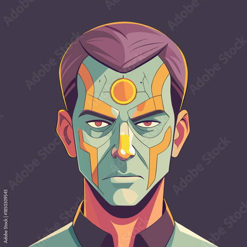 Abstract Portrait Representing Mental Complexity and Inner Conflict Illustration