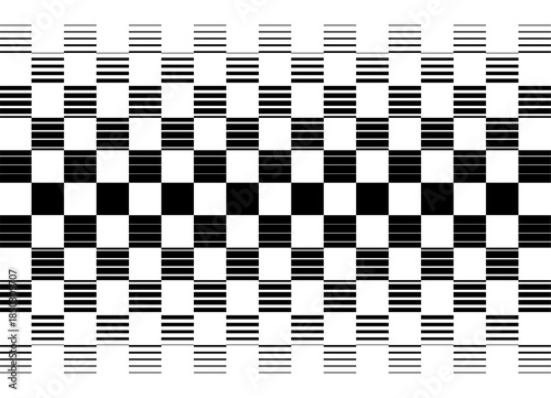 Black pixel pattern on white background with halftone. Striped design element with thin lines. Vector background in the style of a checkered flag, checkerboard and taxi, for covers, advertising,