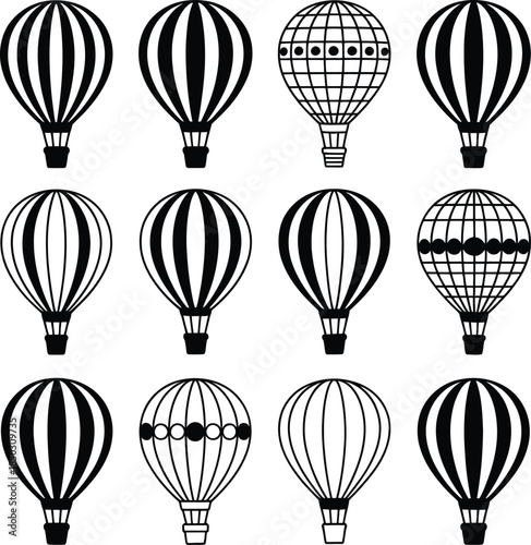 Colorful hot air balloons flying in the sky for adventure and travel
