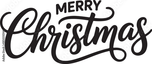 A festive black and white greeting wishes everyone a Merry Christmas in a stylish font