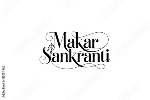 Makar Sankranti Festival Decorative Black Script Vector Typography